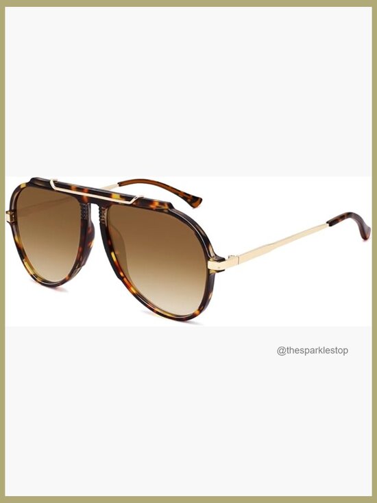 Retro Oversized Aviator Sunglasses UV400 Protection Plastic Frame main image 5